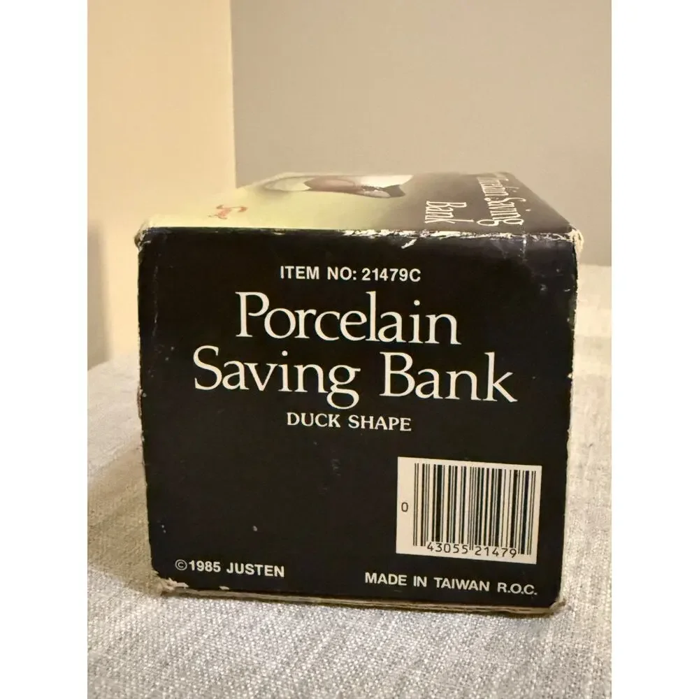 🦆 Vintage Porcelain Duck Saving Bank w/ Box – 1985 Justen Taiwan 6